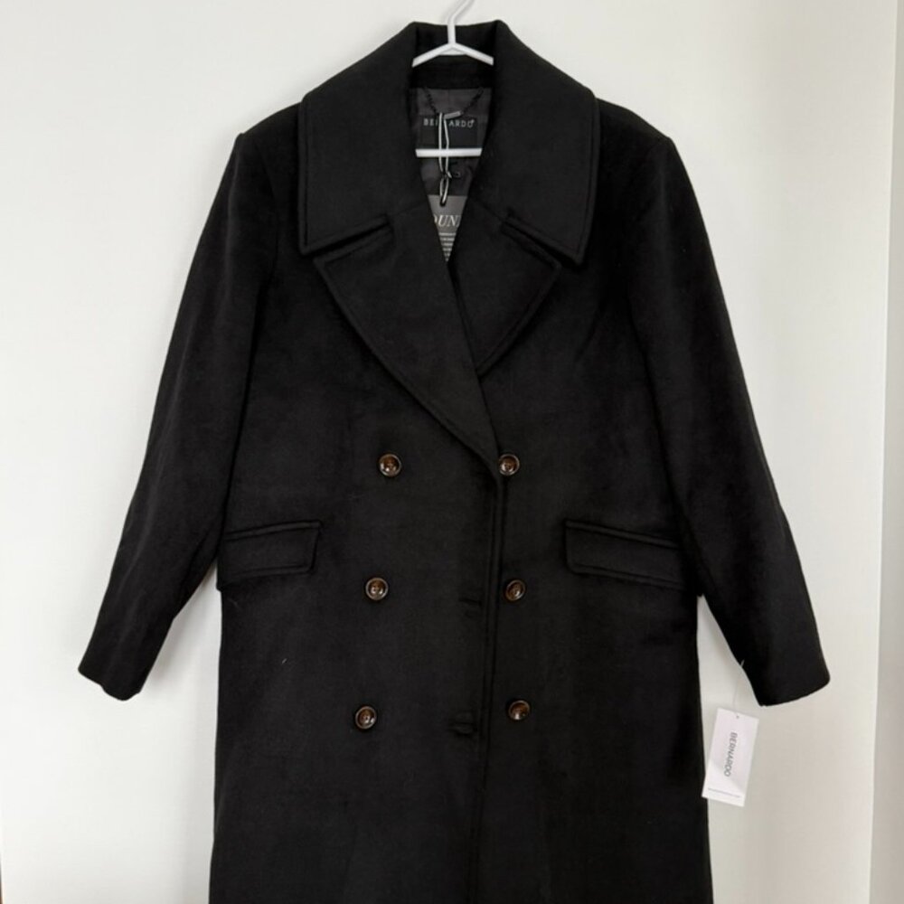 $308 Retail NWT Bernardo Double Breasted Wool Blend Long Coat XL Nordstrom